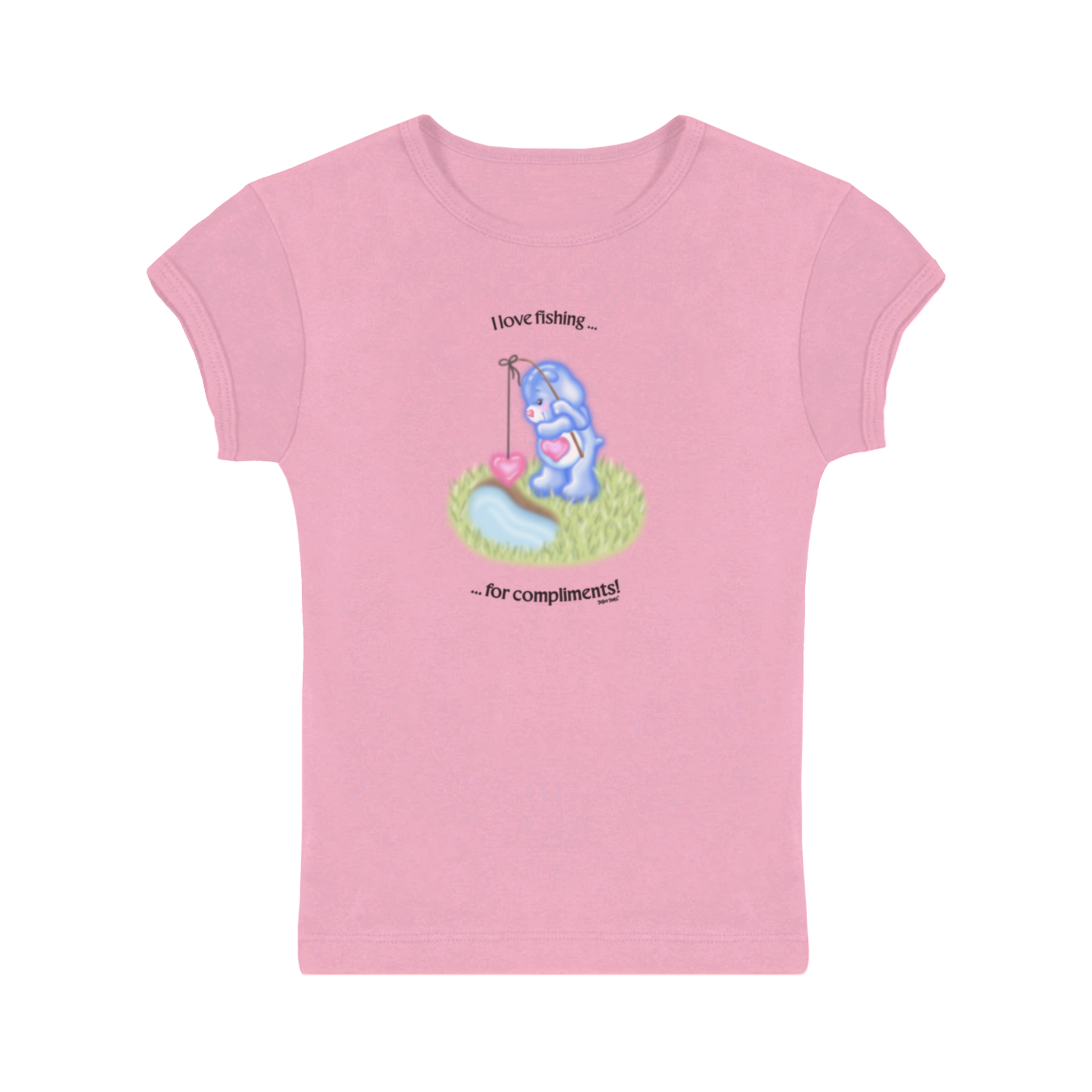 Fishing for Compliments Shrunken Baby Tee L / Light Pink