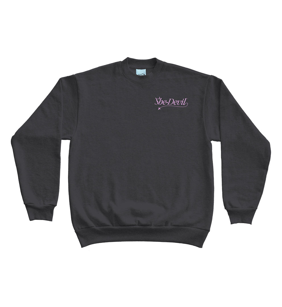 She-Devil Embroidered Sweatshirt (Washed Black)